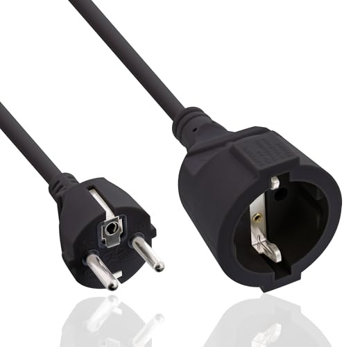 InLine Schutzkontakt-Verlängerungskabel CEE 7/7 für Innenbereich, GS-zertifiziert mit Kinderschutz, 230V, H05VV-F3G1,5, 10m, schwarz, 16410