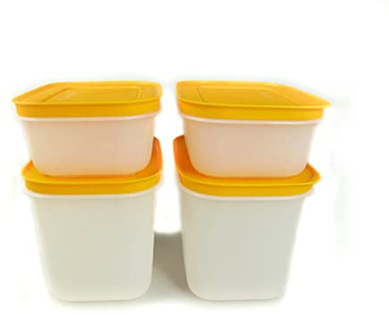 TUPPERWARE Gefrier-Behälter 450 ml (2)+1,1L (2) orange Eis-Kristall Eiskristall