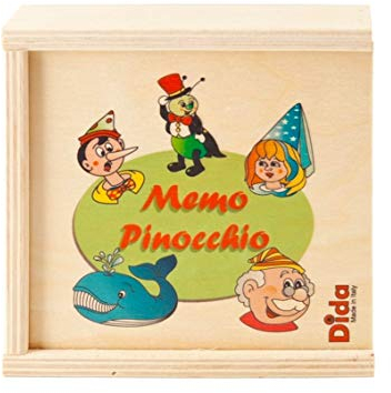 Dida - Memory Pinocchio: Gedächtnis- und Zuordnungsspiel Montessori, Märchen-Memo, 20 Holzkarten zum Zuordnen, für Kinder 2-4 Jahre, Lernspiele für den Tisch