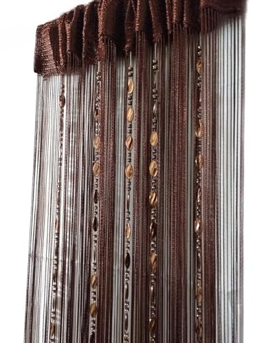 ave split, dekorativer Fadenvorhang, 100 x 200 cm, Wand-Fenstervorhang mit Perlenbändchen, Raumteiler, Türtrennvorhang, Vorhang für Hochzeit, Café, Restaurant, Schaufensterdekoration (Kaffee 25)