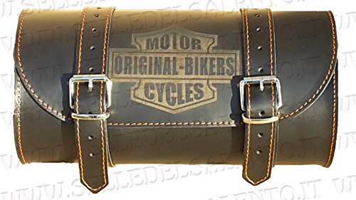 BARILOTTO 25x12 motorcyles original bikers impuntura arancio porta attrezzi bikebag Satteltasche compatibile con harley devindson moto guzzi triumph