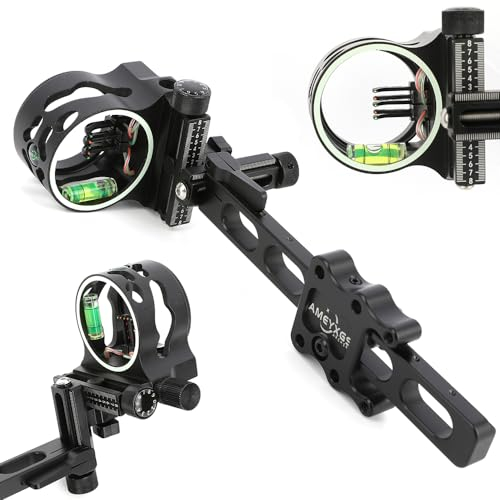 Milaem 5 pin Bogen Sights .019 Compound Bogen Visier 0,019 Fiber Optics Bogenvisier Aluminiumlegierung Rechten und Linken Hand