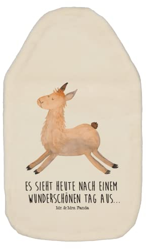 Mr. & Mrs. Panda Wärmflasche Lama Springen - Geschenk, Wärmekissen, fröhlich, Liebeskummer, Kinderwärmflasche, Alpaka, Körnerkissen, Wärmflasche mit