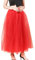 Xmiral Damen Mesh Tüllröcke Plissee Prinzessin Mesh Bubble Petticoat Elastisch Röcke(B-Rot)