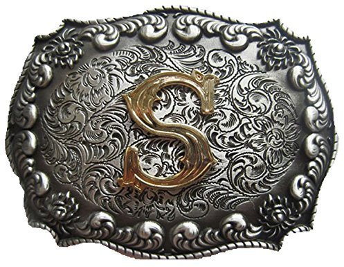 JEAN'S FRIEND Vintage-Stil Buchstabe S Cowboy Cowgirl Gürtelschnalle auch in den USA erhältlich, silberfarben antik-optik, Large