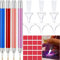 4 Stücke LED , Bohrstift 5D Diamant Malerei Beleuchteter Stift , Zubehör mit 20 Stücke Malerei Kleber Ton, 9 Stücke Stift Köpfe (Rosa, Gold, Blau, Rot)