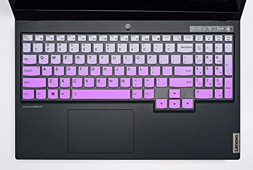 2 Pack Silicone Keyboard Cover Skin for Lenovo Legion 5 Series and Lenovo Legion 7i Gaming Laptop 15.6 17.3, Lenovo Legion 3i 5i 5p 5pi Keyboard Protector (Gradual Purple+Clear)