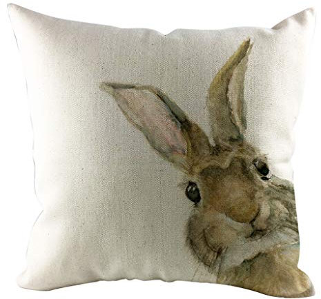 FeiliandaJJ Easter Kissenbezug 45x45cm Hase Muster Kopfkissenbezug Baumwolle Leinen Zierkissenbezüge Kissenhülle Pillowcase mit Reißverschluss für Couch Zimmer (A)