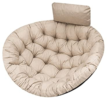 Hängesessel Kissen, Auflage für Polyrattan/Rattan Hängeschaukel, Polster, Hängekorb, Schaukel Korb, Schaukelkissen Rückenkissen in der Farbe Beige