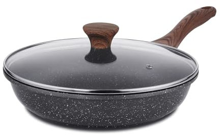 SENSARTE Sartén Antiadherente Con Tapa, Para Tortillas, Chef de Cocina Saludable, No Tóxica, Sin PFOA (11 Pulgadas + Tapa de Vidrio)