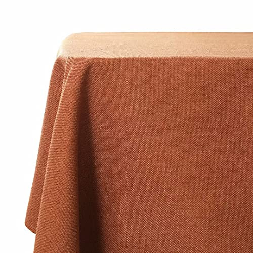 WAITER TREE Table Cloth 140x240 cm Rectangular Wipe Clean Table Cover, Rust Faux Linen Wipeable Waterproof Tablecloth for Outdoor Picnic Dining Kitchen Party - Burnt Orange