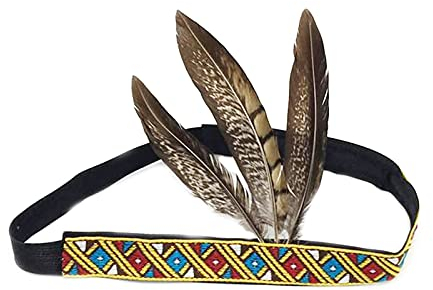 Indianer Stirnband Feder Stirnband Federschmuck Haarband Haarschmuck Kopfschmuck mit Langen Federn für Unisex kostüme Zubehör Indianer Mottoparty Accessoire