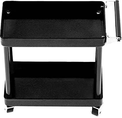 COHU Werkzeugwagen, Langlebig, Stabil, Metall, Schwarz, 2 Regal, 4 Rollen, Schwenkbar, Schlauchloser Reifen, 83x42x83 mm, RC Zubehör, Werkstatt und Garage