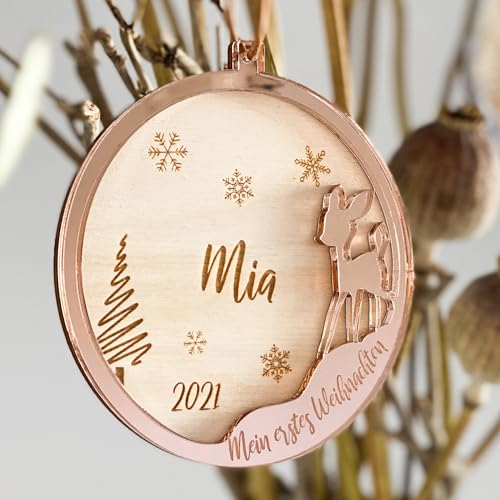 Weihnachtskugel personalisiert I Weihnachtskugel Kinder I Mein erstes Weihnachten I Christbaumschmuck individuell I Verschiedene Farben
