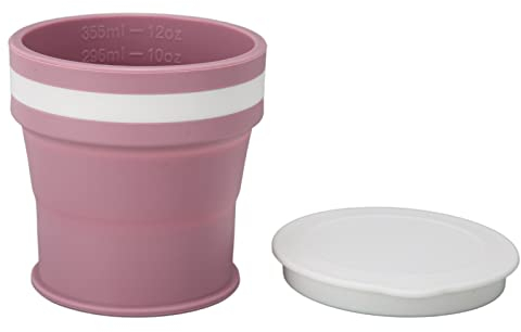 Outdoor Becher, 350ml Kaffeetasse, Camping Klappbecher Lila Silikon Tassen Faltbarer Mini Kompakter Praktischer Flexibler Sportbecher für Familienreisen