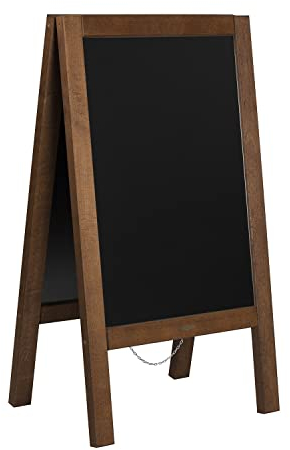 Panneau publicitaire exterieur en bois. Lourd et stable-16kg!- étanche - coupe-vent - Chevalet Stop Trottoir pour restaurant- Double Face (118x65- 12 kg, résistant aux intempéries)