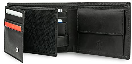 MOKIES Herren Geldbörse G1608 - aus echtem Leder - RFID und NFC-Schutz - Querformat - Portemonnaie für Männer