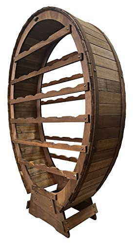 Marvin Cantinetta Vini In Legno Cantina Porta Bottiglie Vino Scaffali Da Terra Mobile A Forma Di Botte Barile Per Casa Cucina Enoteca (31 Bottiglie)