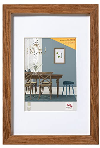 walther design EFX040P Marco de madera Fiorito Cristal artístico, 30x40 cm, roble oscuro