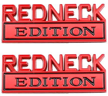 2 Stück Redneck Edition Emblem Auto LKW Ersatz für Universal Fahrzeug Auto LKW SUV (rot)
