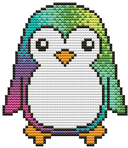 Awesocrafts Kreuzstich Stickpackungen Vorgedruckt Kleiner Pinguin Bilder Vorlagen Sticken Set Vorgedruckt 11CT 3 Stränge