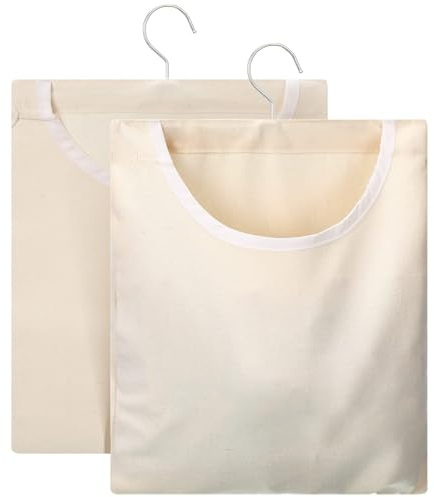 Eccliy 2 Pcs Canvas Clothespin Bag with Hanging Hook for Clothesline Outdoor 15 x 11 Inch Summer Laundry Clothes Pin Holder Portable Pin Hanging Bag Pin Storage Organizer for Home Balcony Travel,Beige