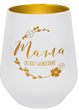 Herz & Heim® Windlicht graviert/mit Personalisierung/Muttertagsgeschenk/Motivauswahl Mama - Blumenkranz