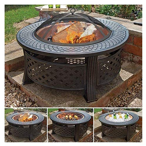 ZAANU Fire Pits Outdoor Wood Burning Fire Pits Fire Basket Outdoor Barbeque Grill Charcoal Cast Iron Barbecue Stand Bowl Camping