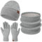 Damen Herren Winter Warm Beanie Mütze Loop Schal Schlauchschal Touchscreen Handschuhe Set mit Fleece Gefütterte Wintermütze Strickmütze Mützen Frauen Geschenk Weihnachten, (3 Stück) Hellgrau