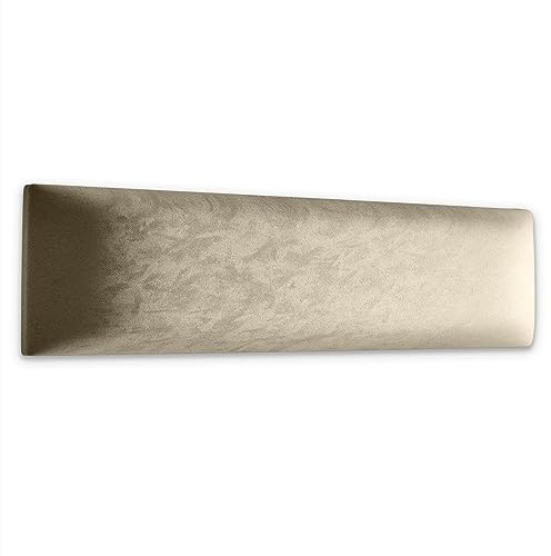Muralo Wandkissen Gepolstert, Samt, Wandpolster - 80x20 cm, Creme | Wandpaneel, ideal als Bettkopfteil oder Lendenkissen - für Schlafzimmer und Wohnzimmer, einfache Anbringung mit Montagekleber