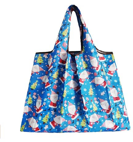 Lin’s Liliana große Faltbare Tasche 50x66cm, wiederverwendbare Einkauftasche leichte Handtasche schnelltrocknend reißfest für Einkauf Reise Ausflug (Weihnachten II)
