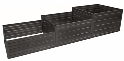 Garten-Hochbeet Verzinkter Stahl KLASIKA Garden Treppenform 225x75 cm, h-50-40-30 cm, bemalt (Braun)
