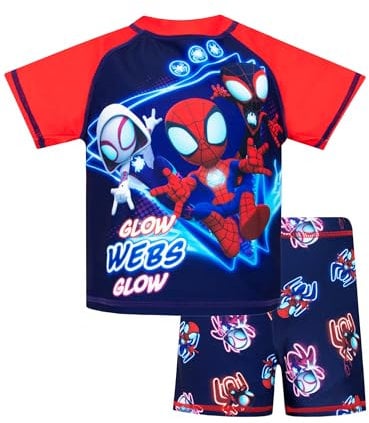 Marvel Boys Spiderman Swimming Costume | Spidey and His Amazing Friends Two Piece Boys Swimsuit | Blue | 6-7 Years