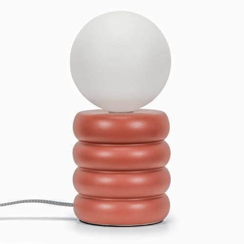 ValueLights | Modern Rust Stacked Ceramic Bedside Table Lamp with Opal Globe Lampshade Living Room Bedroom Light | Table Lamps, Home Décor & Improvement Essential | Included LED Bulb