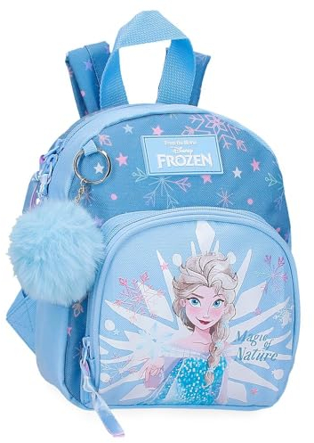 Disney Joumma Bags Eiskönigin Magic Kinderrucksack, blau, aus Polyester, verstellbare Träger für bequemes Tragen, verschiedene Fächer, mit blauem Bommel, blau, Kindergarten-Rucksack