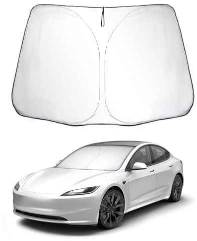 SKTU Parasol para Coche Compatible con Tesla Model Y/Model 3 Parasoles Coche Delantero Plegable con Protección UV