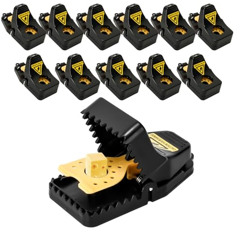 Mucek Mausefalle Rattenfalle 12 Stück Mausefalle Schlagfalle Testsieger Mausefalle mit Köder Profi Wiederverwendbar Mäusefallen Kunststoff Tödlich für Haus und Garten