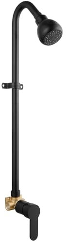 GBBNE Kit de douche d'extérieur avec robinet de douche extérieur avec poignée unique pour le jardin, avec pomme de douche haute pression et valve, noir mat