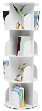 GAOUSD Drehbares Bücherregal, 4 Ebenen, 360 ° drehbar, für Zuhause, Bibliothek, Schule (40 x 40 x 118 cm)