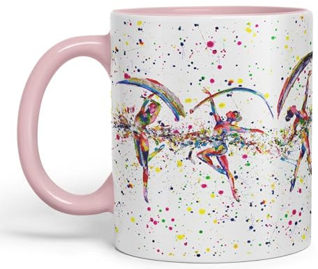 Vixar Taza de cerámica de colores para té, café o café caliente de 330 ml, regalo (rosa)