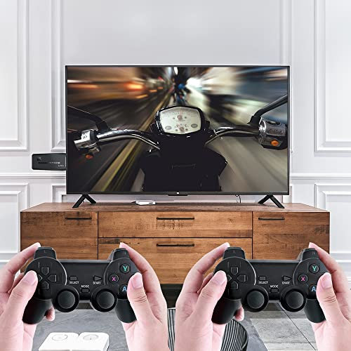 Consola de Juegos Retro. Mini Consola Retro con Salida HDMI 4K, y Tarjeta SD 64GB. Dos mandos inalámbricos de 2,4GhZ y más de 40000 Juegos incorporados. Game Stick. Consola de Juegos portátil.