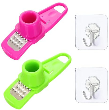 2 Stück Knoblauchreiben, 2 Stück Transparente Haken, Knoblauchreibe, Kreative Mini-Reibe, Küchenhelfer