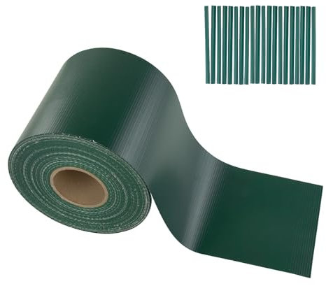 Stabilo Befestigungstechnik Sichtschutzstreifen 35m x 19cm + 20 Clips (450gr/m²) | Sichtschutz, Zaunblende, Zaunfolie für Doppelstabmatten (grün - RAL 6005)