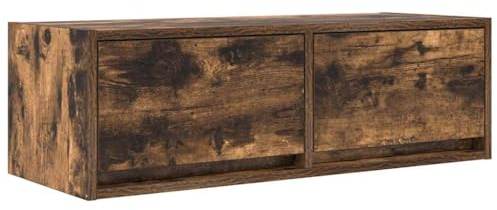 vidaXL TV Cabinet Smoked Oak 80x31x25,5 cm Engineered Wood | Wall-mounted for a sleek look, Two drawers for your essentials, Made from strong engineered wood