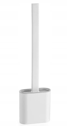 DomoDomo Escobilla de baño de silicona, 36,5 x 6,5 cm, de pie, color blanco mate