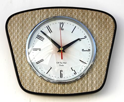 Mid Century Style Wall Clock - NEW 25cm Handmade Vintage Pattern Retro Style Gold French Gift Off The Wall Clocks