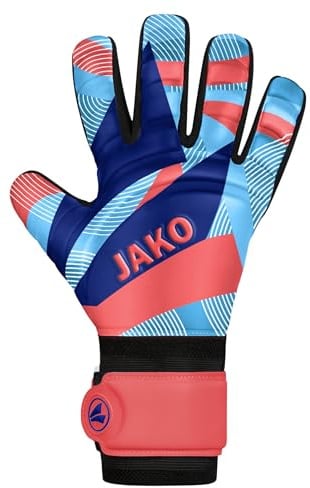 JAKO Unisex Torwart-Handschuhe River Basic Junior RC, Coral/SkyBlue/Navy, 6
