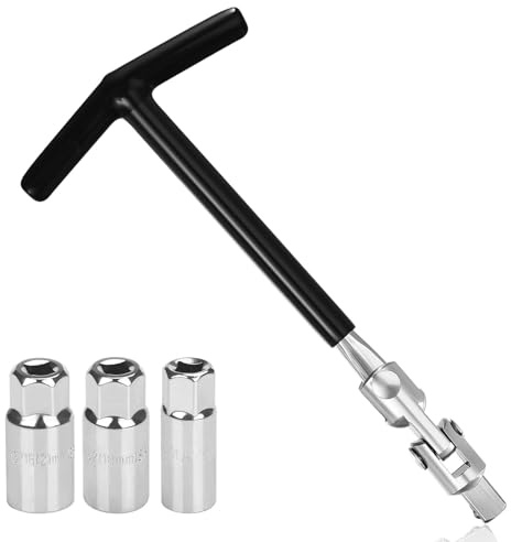 thirei Zündkerzenschlüssel, 4 Teilig Zündkerzenschlüssel Satz, 16/18/21mm Universal Flexibel Zündkerzenschlüssel Set, Zündkerzenschlüssel mit Langer Griff, für Auto und Motorrad