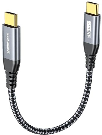 ZeroneTeck 0.15m 20Gbps Câble USB C vers USB C, USB 3.2 Gen 2x2, PD 100W/4K | 20Gbps Transfert Données, 100W Câble USBC Charge Rapide, Transmission Vidéo 4K pour iPhone 17/16,MacBook,Écran Portable,SSD