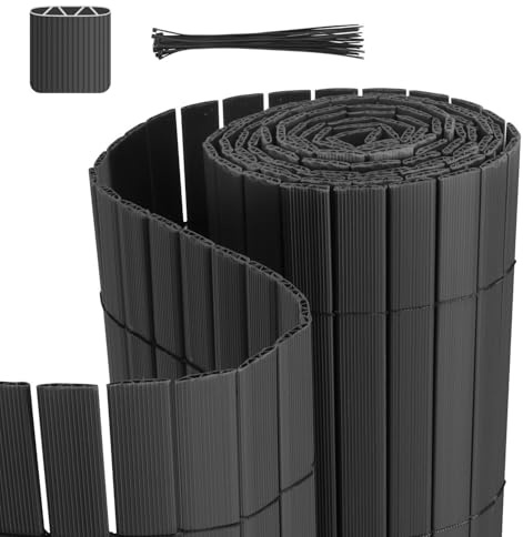 Daromigo PVC Sichtschutzmatte, 180 x 1000cm Sichtschutzzaun mit Abschlussleiste, Windschutz Balkon Sichtschutz Wetterfest, für Zaun Garten Terrasse, Anthrazit